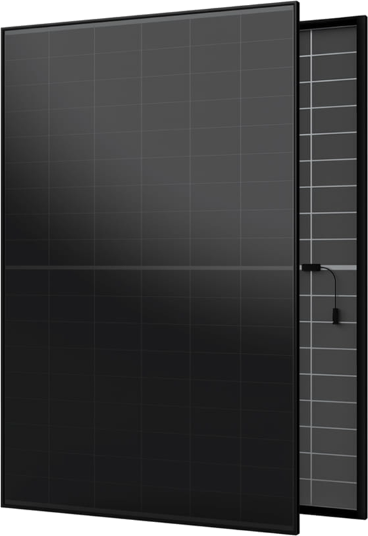 Sunpro Power SPDG480-BC108RL10: Full-Black-Solarmodul, Vorder- und Rückseite